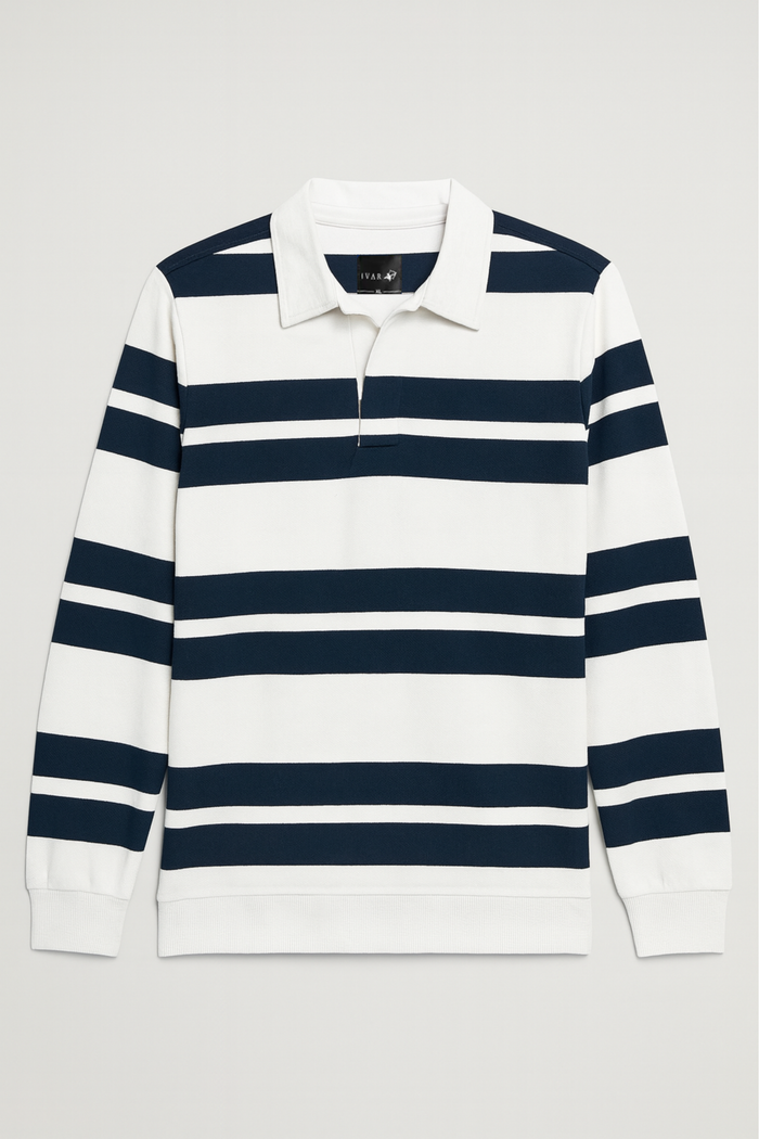 IVAR® Navy Dual Line Full Sleeve Rugby Polo