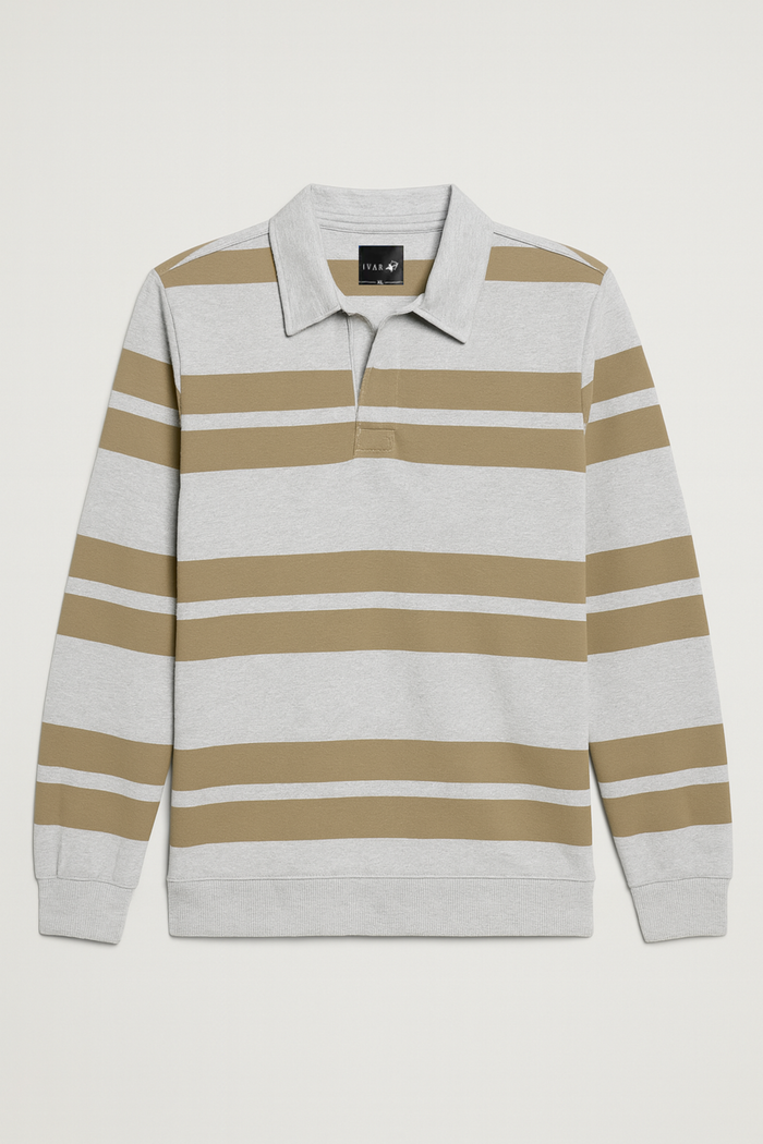 IVAR® Sand Stone Dual Line Full Sleeve Rugby Polo
