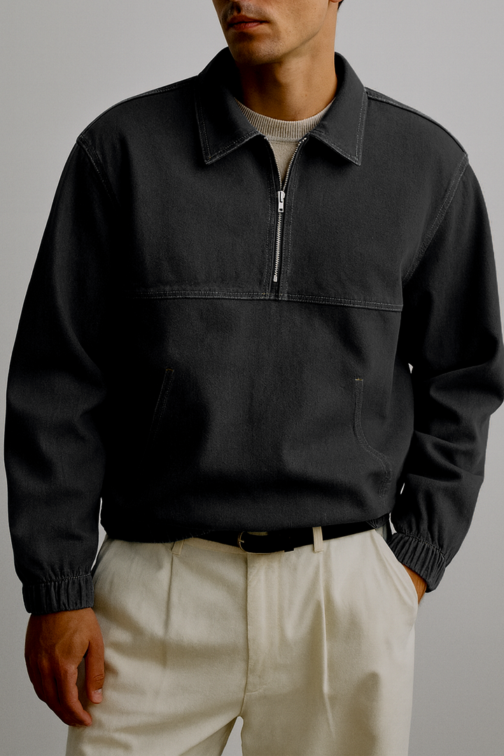 IVAR® Oversized Black Denim Quarter Zipper