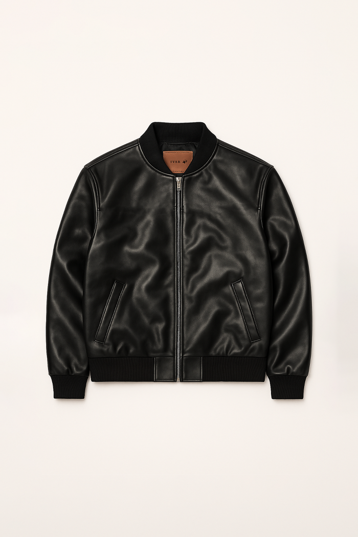 IVAR® Legacy Black Leather Bomber Jacket