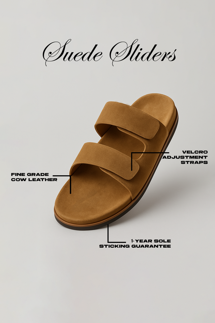 IVAR® Tan Brown Suede Slides
