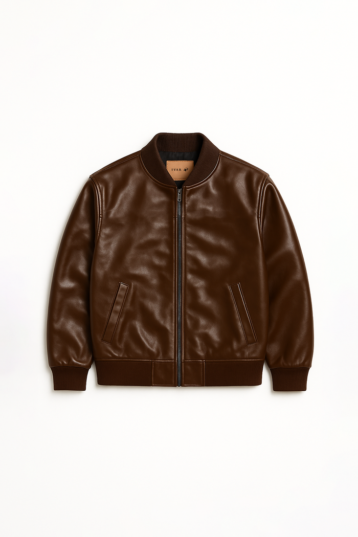 IVAR® Legacy Brown Leather Bomber Jacket