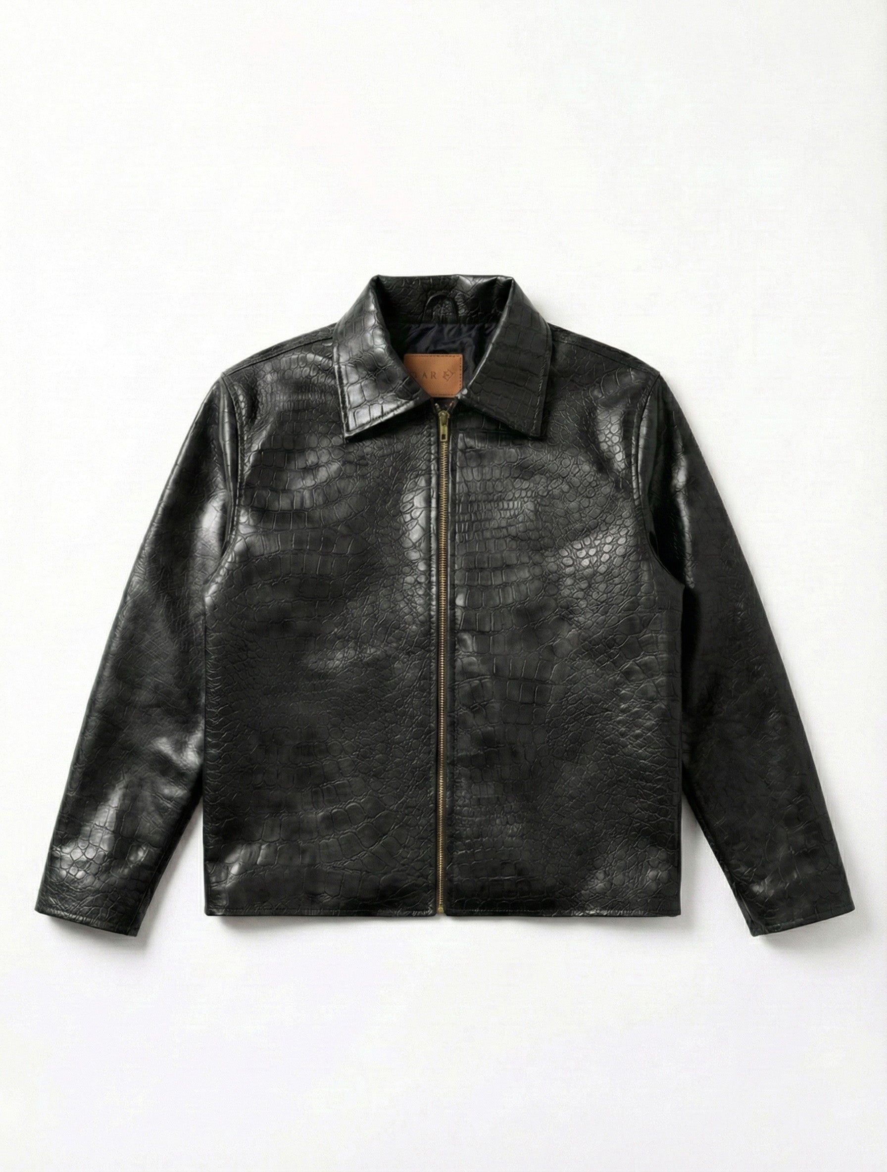 IVAR® Black Croc Embossed Leather Jacket