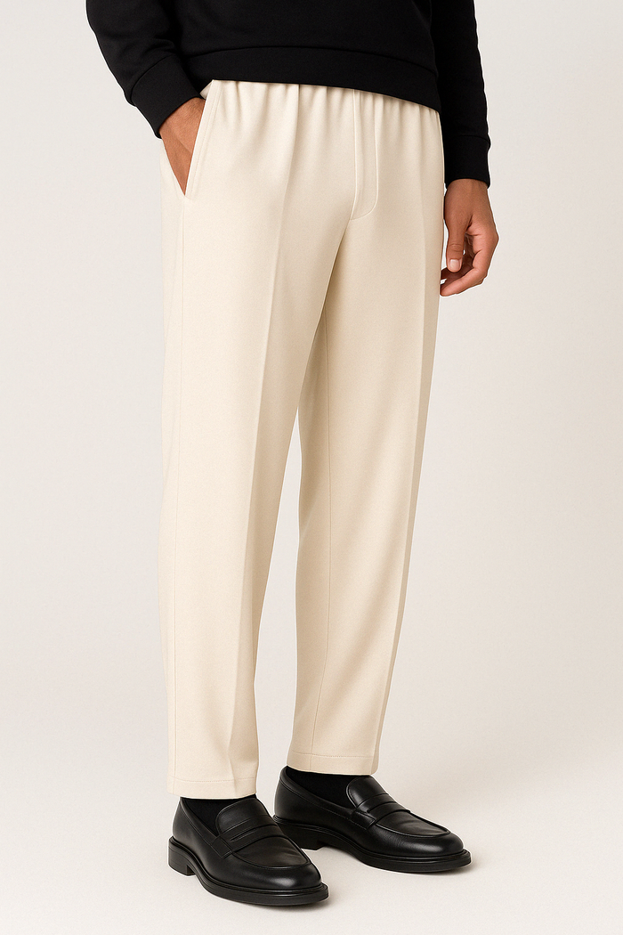IVAR® Off White Stapered Knitted Pants