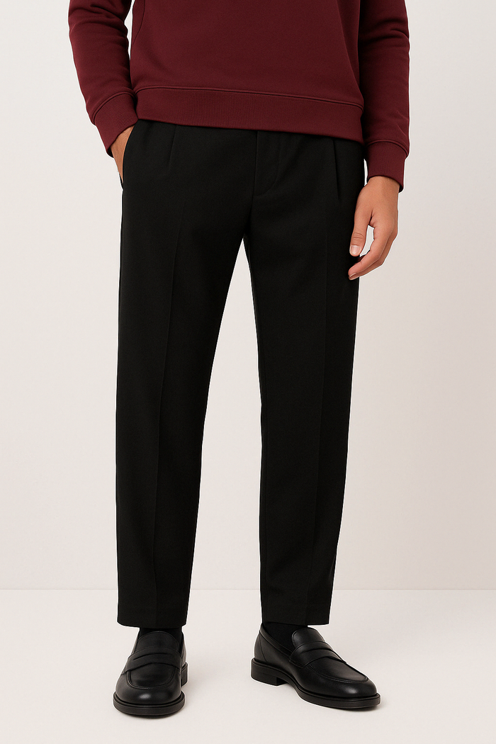 IVAR® Black Stapered Knitted Pants