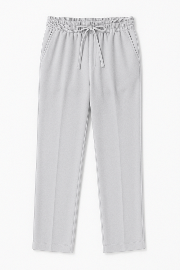 IVAR® Grey Lycra Pleated Stapered Pants