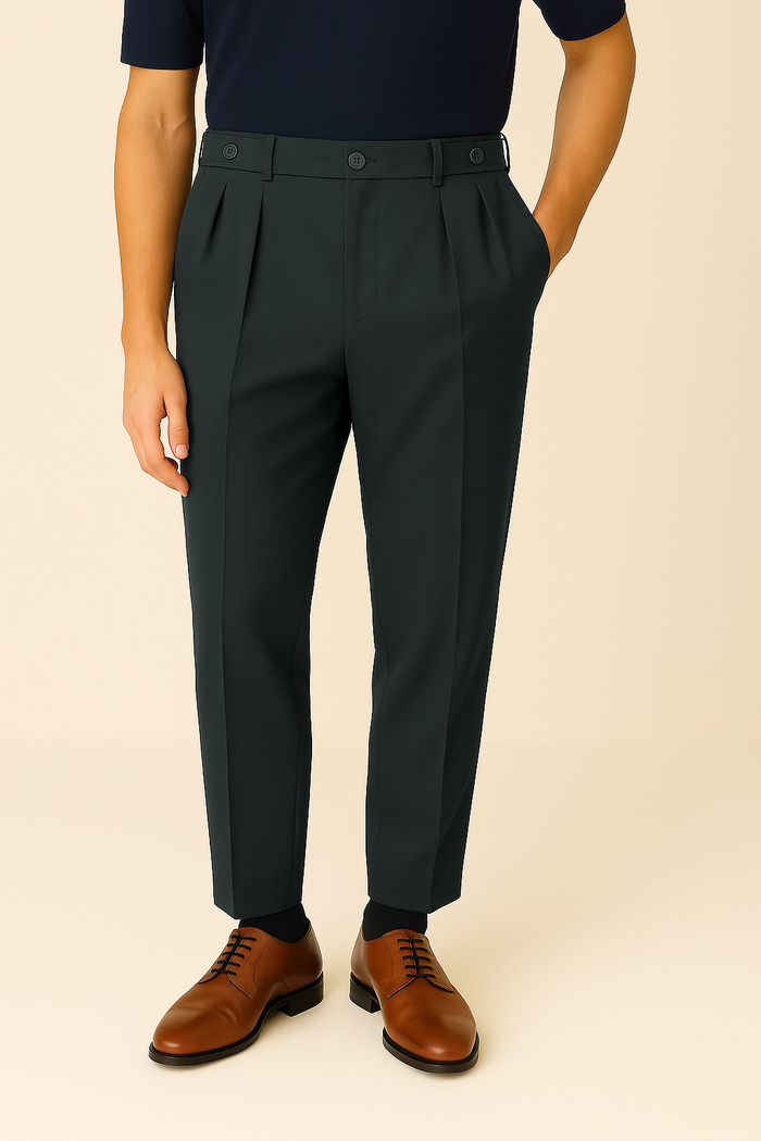 IVAR® Charcoal Green Adjustable pleated pants