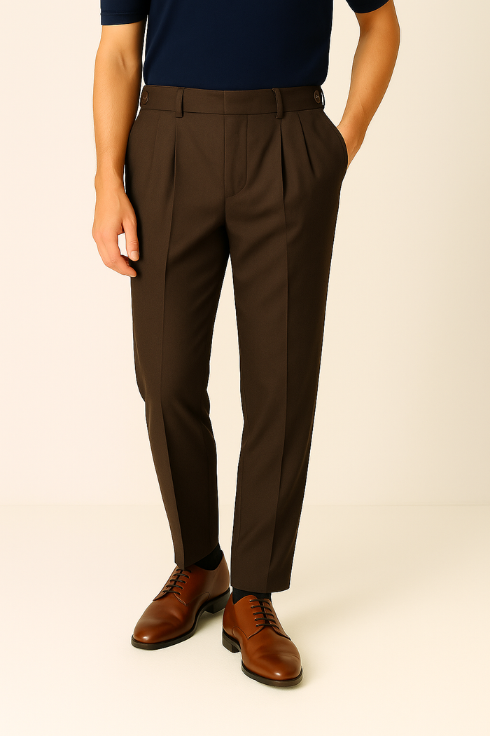 IVAR® Chocolate brown Adjustable pleated pants