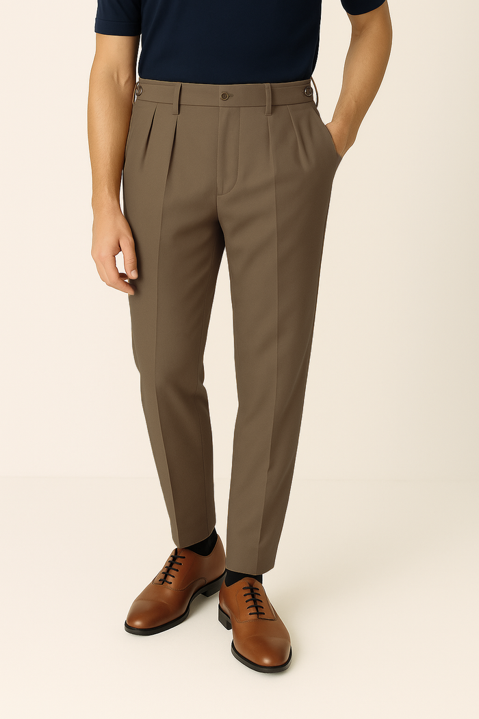 IVAR® Mud Brown Adjustable pleated pants