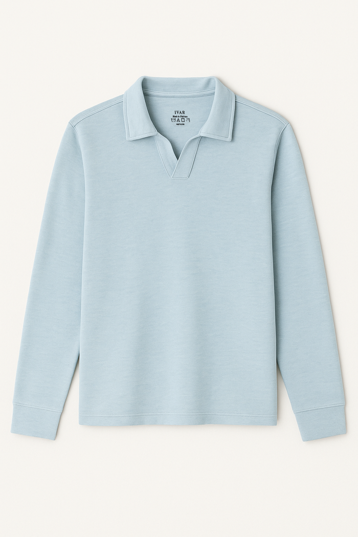 IVAR® Alpine Blue Full Sleeve Johnny Collar Polo