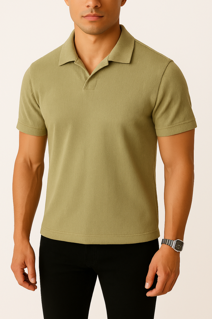 IVAR® Dusty Sage Ribbed Johnny Collar Polo