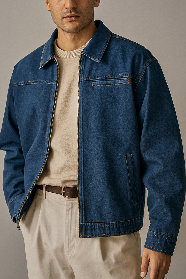 IVAR® Oversized Dark Blue Denim Zipper