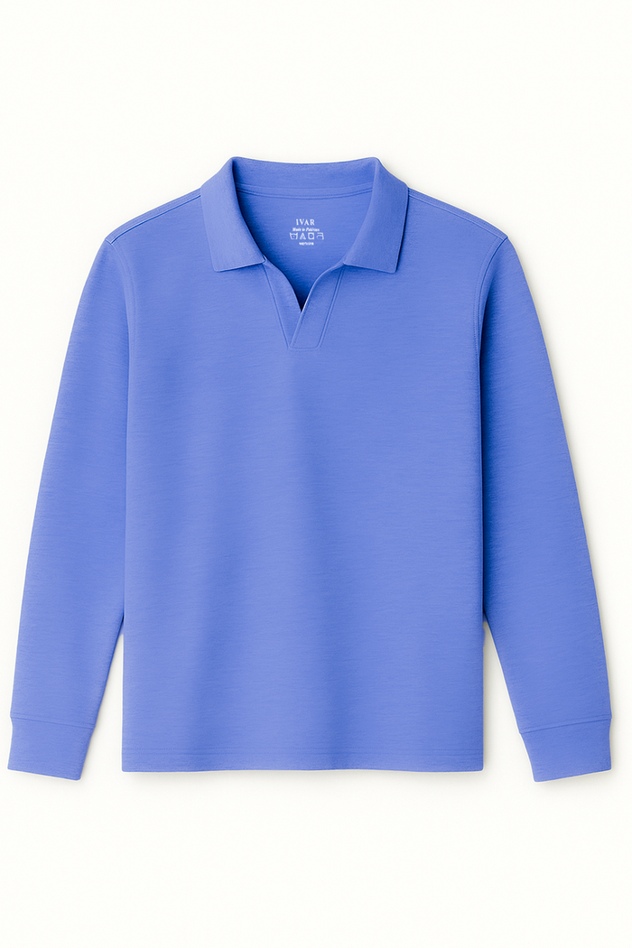 IVAR® Ink Blue Full Sleeve Johnny Collar Polo