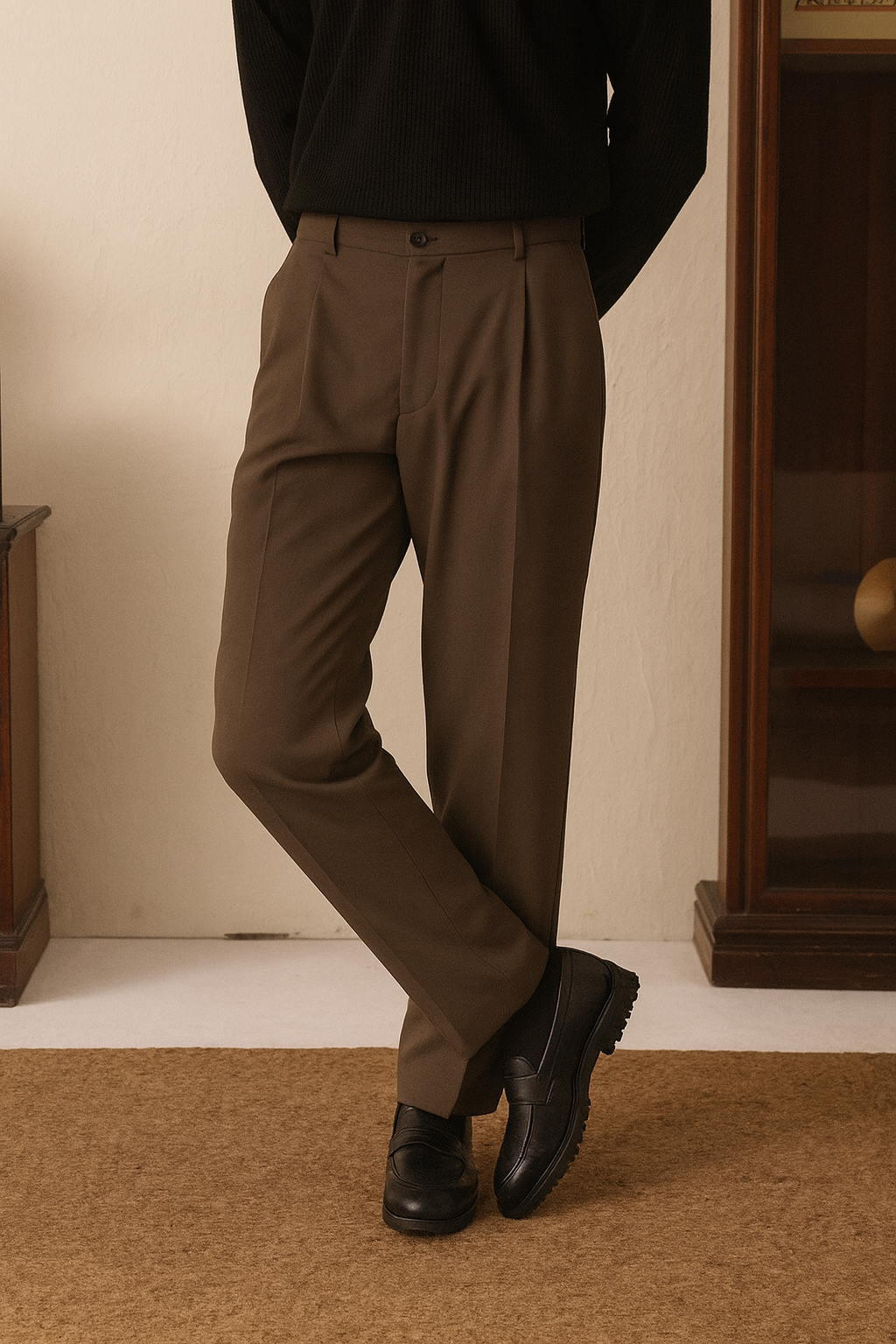 IVAR Mud Brown Adjustable pleated pants IVAR Mud Brown Adjustable pleated pants
