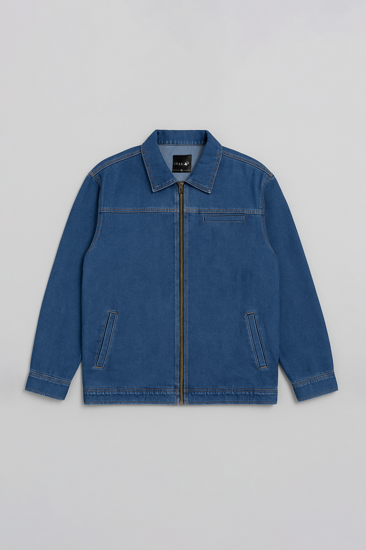IVAR® Oversized Medium Blue Denim Zipper