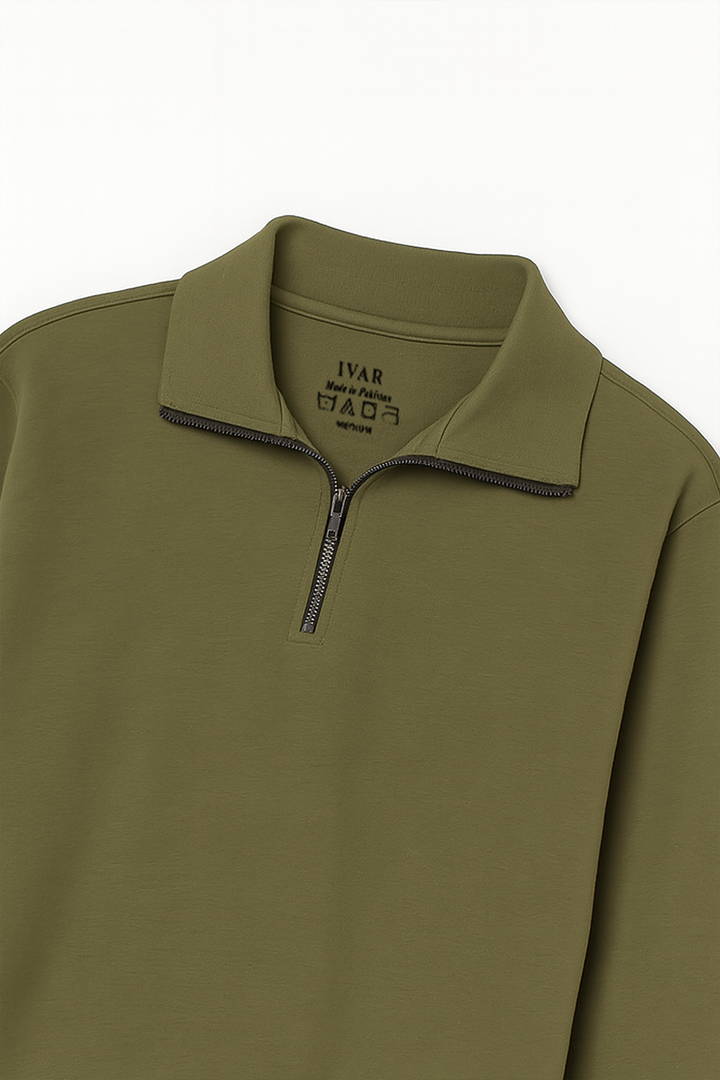 IVAR® Olive Green Fleece Quarter Zipper