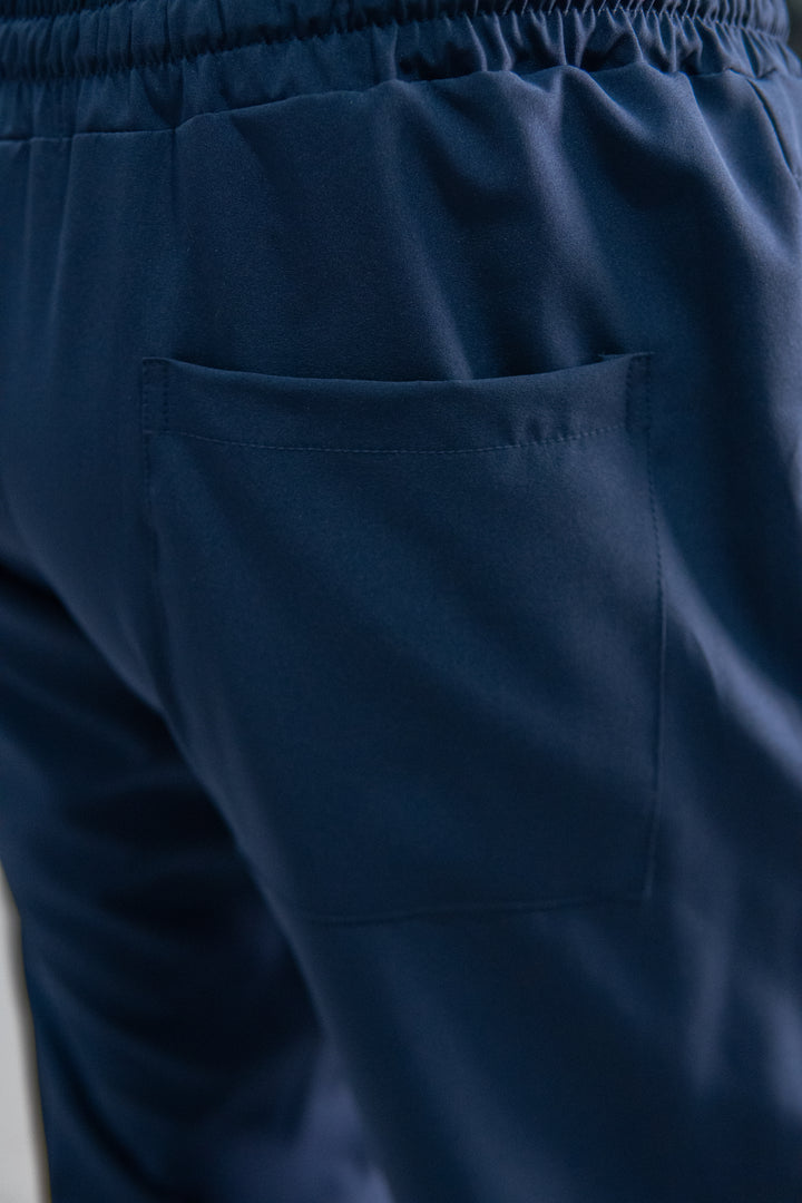 IVAR® Navy Lycra Pleated Stapered Pants