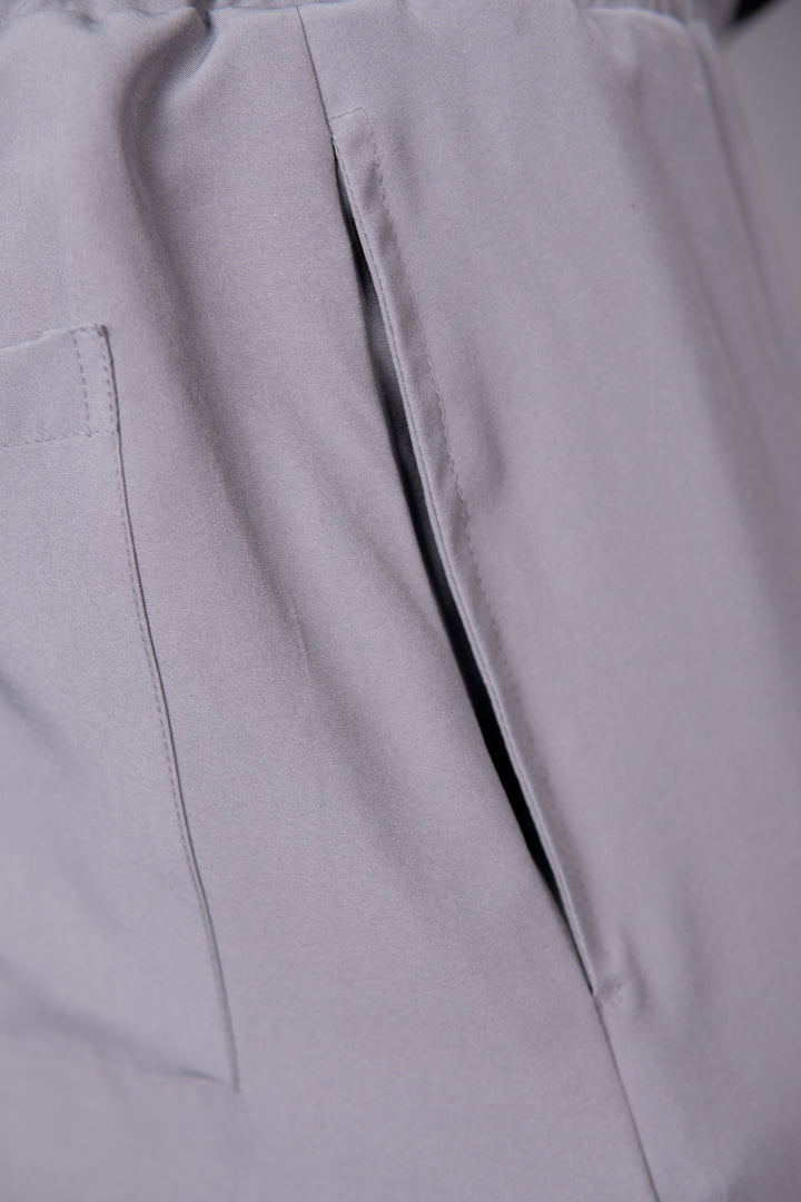 IVAR® Grey Lycra Pleated Stapered Pants