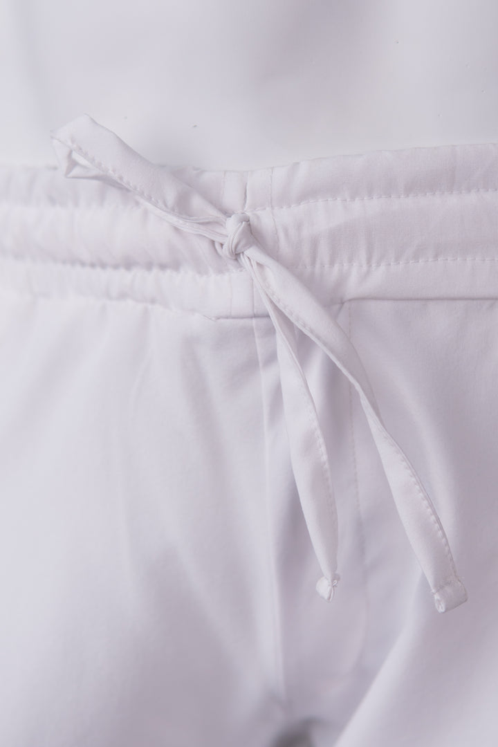 IVAR® White Lycra Pleated Stapered Pants
