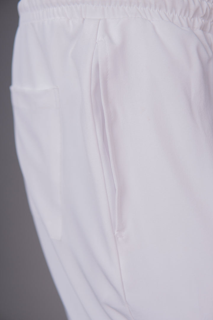 IVAR® White Lycra Pleated Stapered Pants