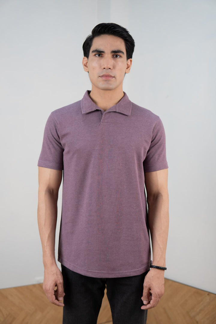 IVAR® Heather Wine Johnny Collar Polo