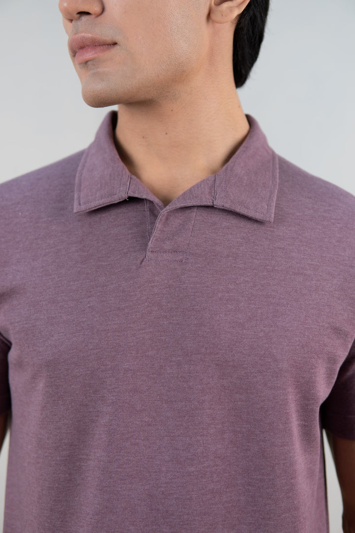 IVAR® Heather Wine Johnny Collar Polo