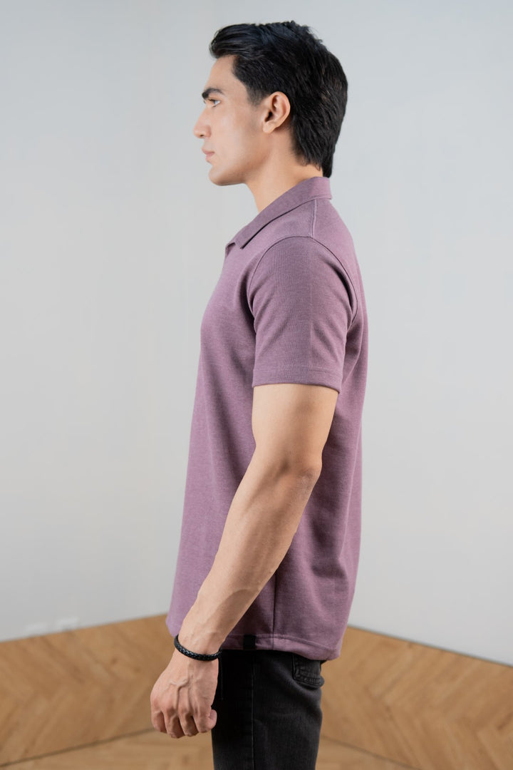 IVAR® Heather Wine Johnny Collar Polo