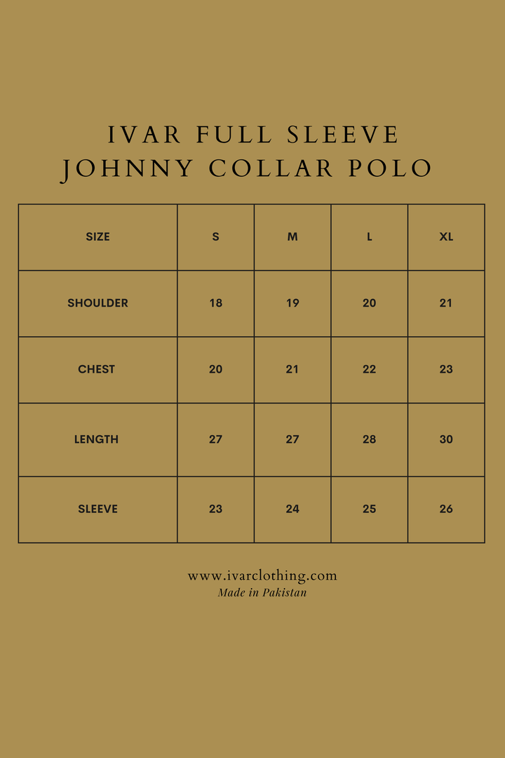 IVAR® Black Drop Needle Full Sleeve Johnny Collar Polo