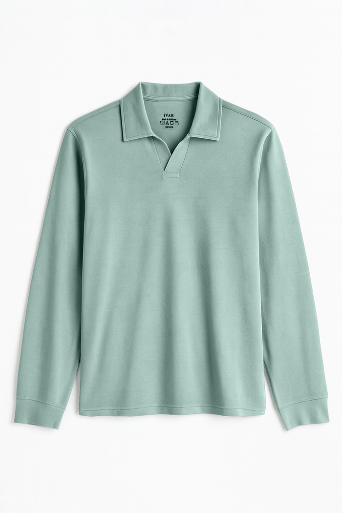IVAR® Pastel Blue Full Sleeve Johnny Collar Polo