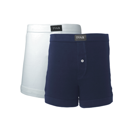 White & Navy Knitted Boxer (Save 10% on Pack of 2)