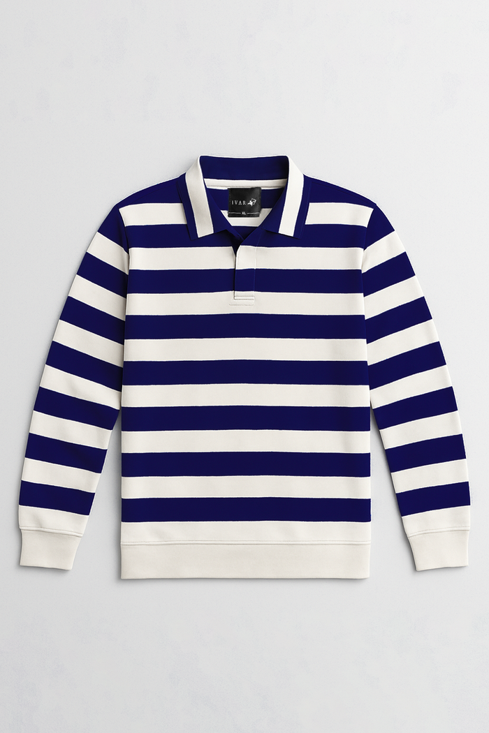 IVAR® Navy Full Sleeve Rugby Polo
