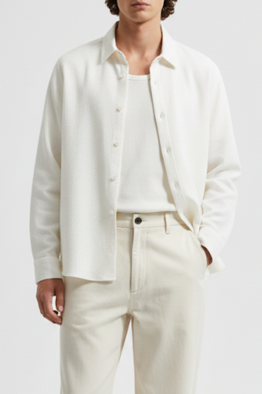 IVAR Oversized Seersucker White Shirt