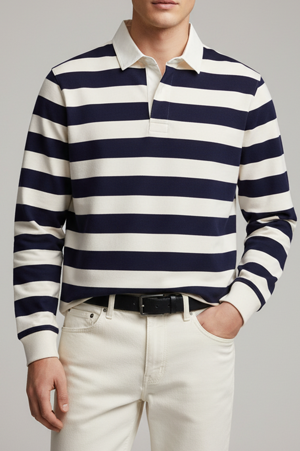 IVAR® Navy Full Sleeve Rugby Polo