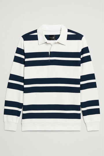 IVAR® Navy Dual Line Full Sleeve Rugby Polo
