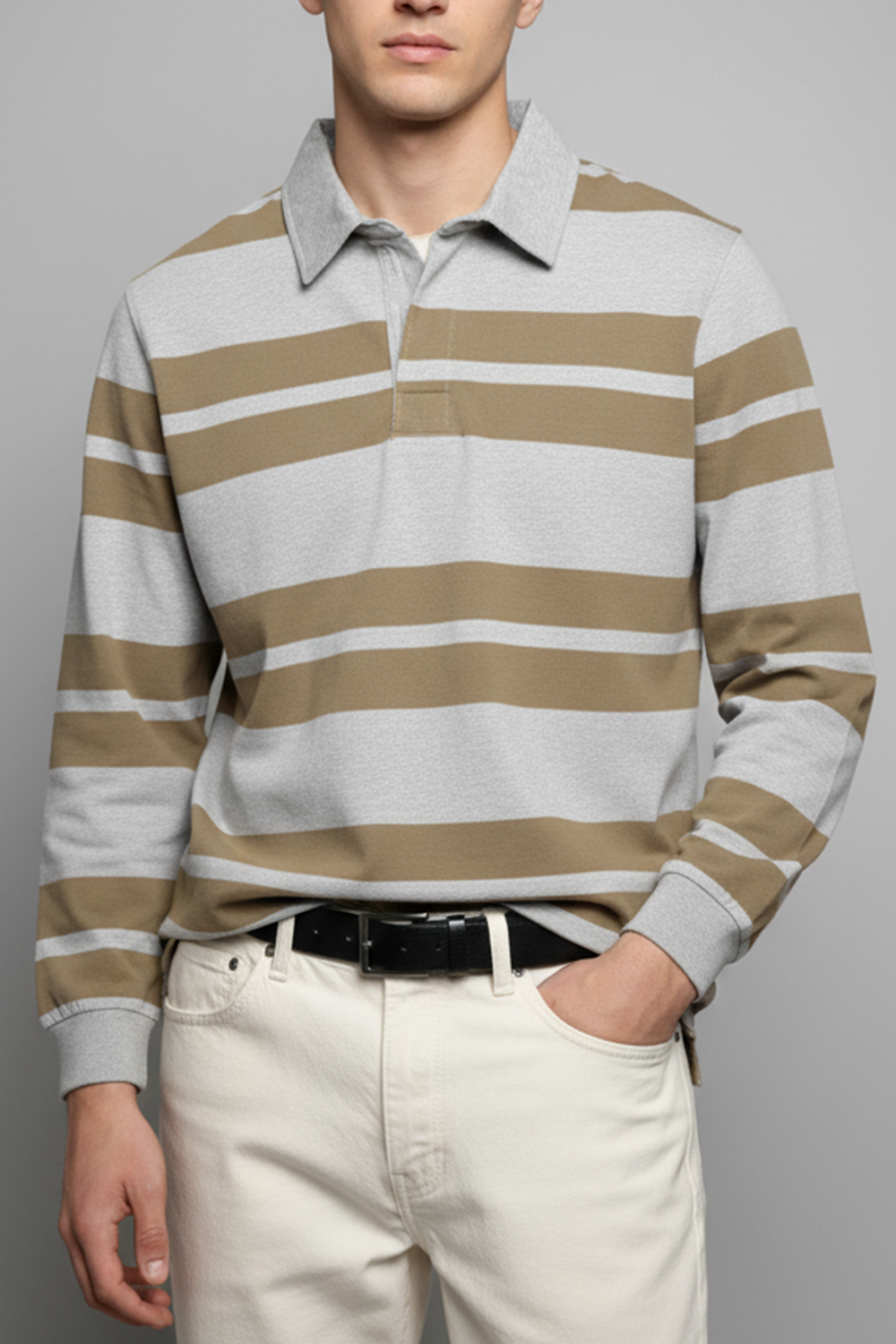 IVAR® Sand Stone Dual Line Full Sleeve Rugby Polo