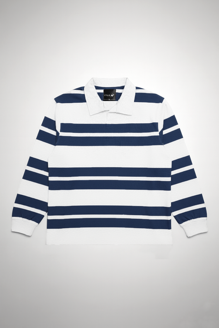 IVAR® Navy Dual Line Full Sleeve Rugby Polo