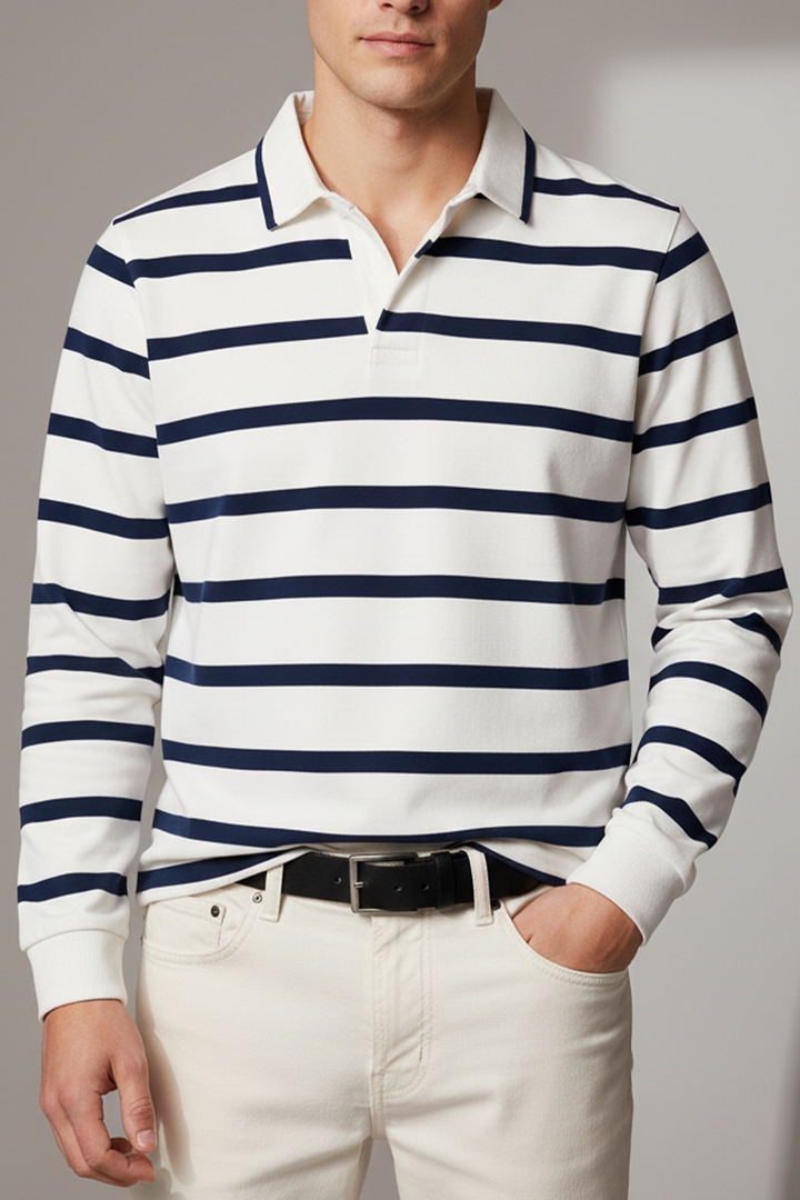 IVAR® Navy Slim Line Full Sleeve Rugby Polo
