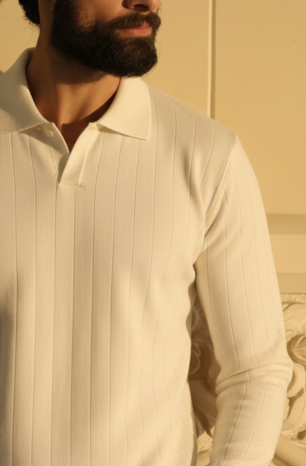 IVAR® Off White Scuba Drop Needle Polo