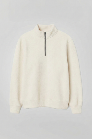 IVAR® Off White Fleece Quarter Zipper