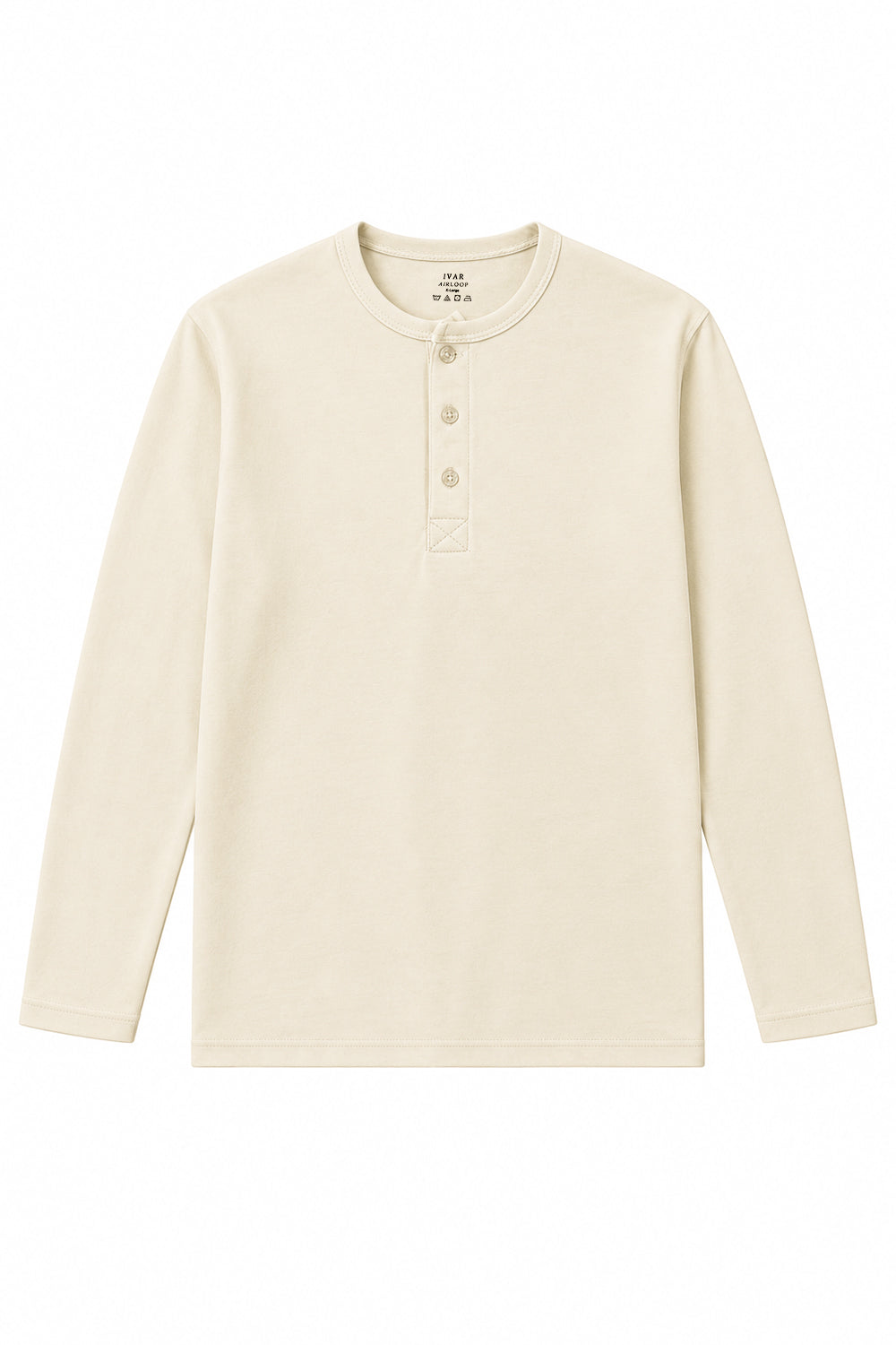IVAR Airloop Beige Full Sleeve Henley - Front View - IVAR Clothing