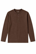 IVAR Airloop Brown Full Sleeve Henley - Front View - IVAR Clothing