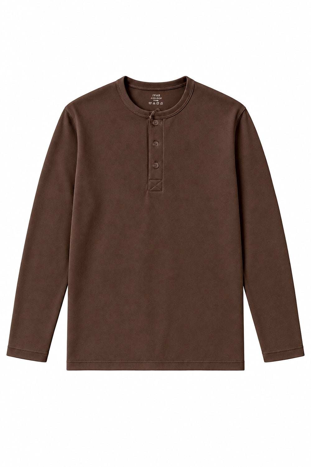 IVAR Airloop Brown Full Sleeve Henley - Front View - IVAR Clothing