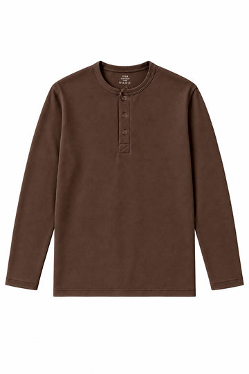 IVAR Airloop Brown Full Sleeve Henley - Front View - IVAR Clothing
