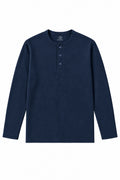 IVAR Airloop Navy Full Sleeve Henley - Front View - IVAR Clothing