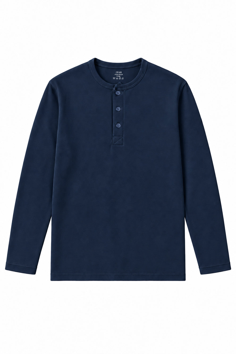 IVAR Airloop Navy Full Sleeve Henley - Front View - IVAR Clothing