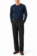 IVAR Airloop Navy Full Sleeve Henley - Model Wearing - IVAR Clothing