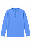 IVAR Airloop Pastel Blue Full Sleeve Henley - Front View - IVAR Clothing