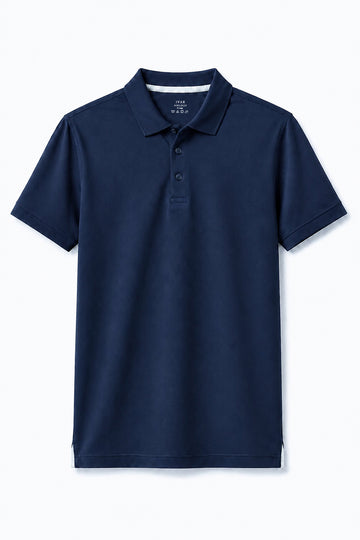IVAR Navy Airloop Polo - Front View - IVAR Clothing
