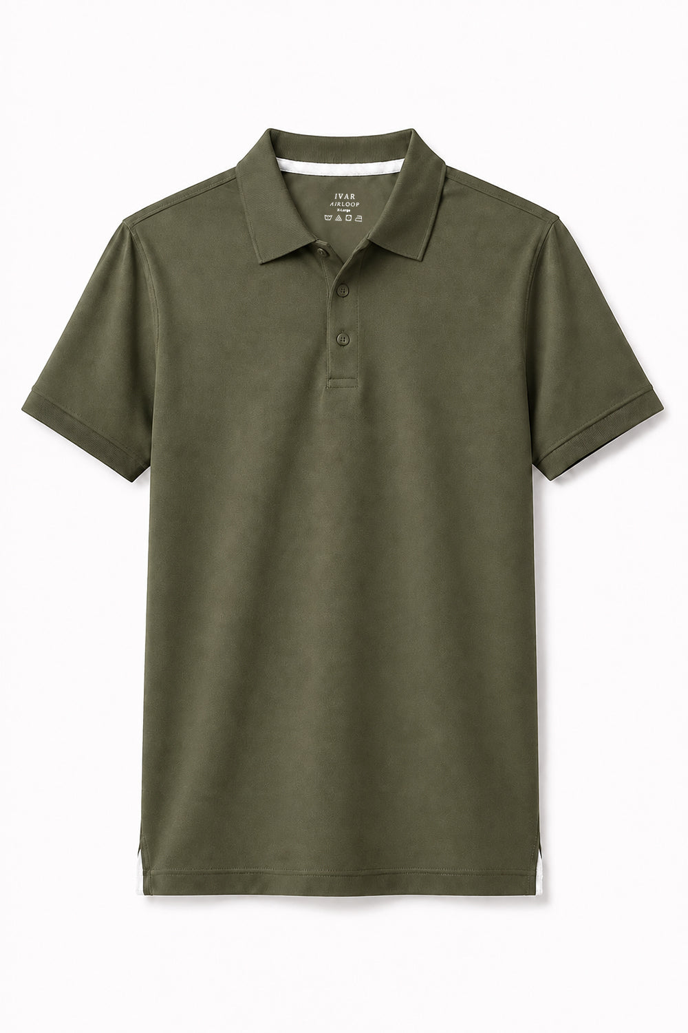 IVAR Olive Airloop Polo - Front View - IVAR Clothing