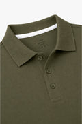 IVAR Olive Airloop Polo - Close-Up Collar Detail - IVAR Clothing